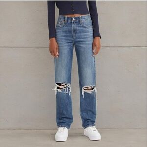 Trendy Blue Distressed Boyfriend Jeans